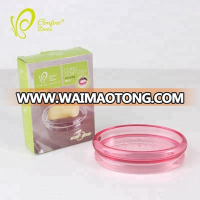 Hot sale pink and transparent soap dish holder for shower